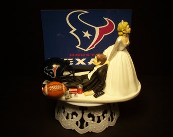 Football HOUSTON TEXANS Wedding Cake Topper Bride and Groom Sports Funny Groom’s Cake