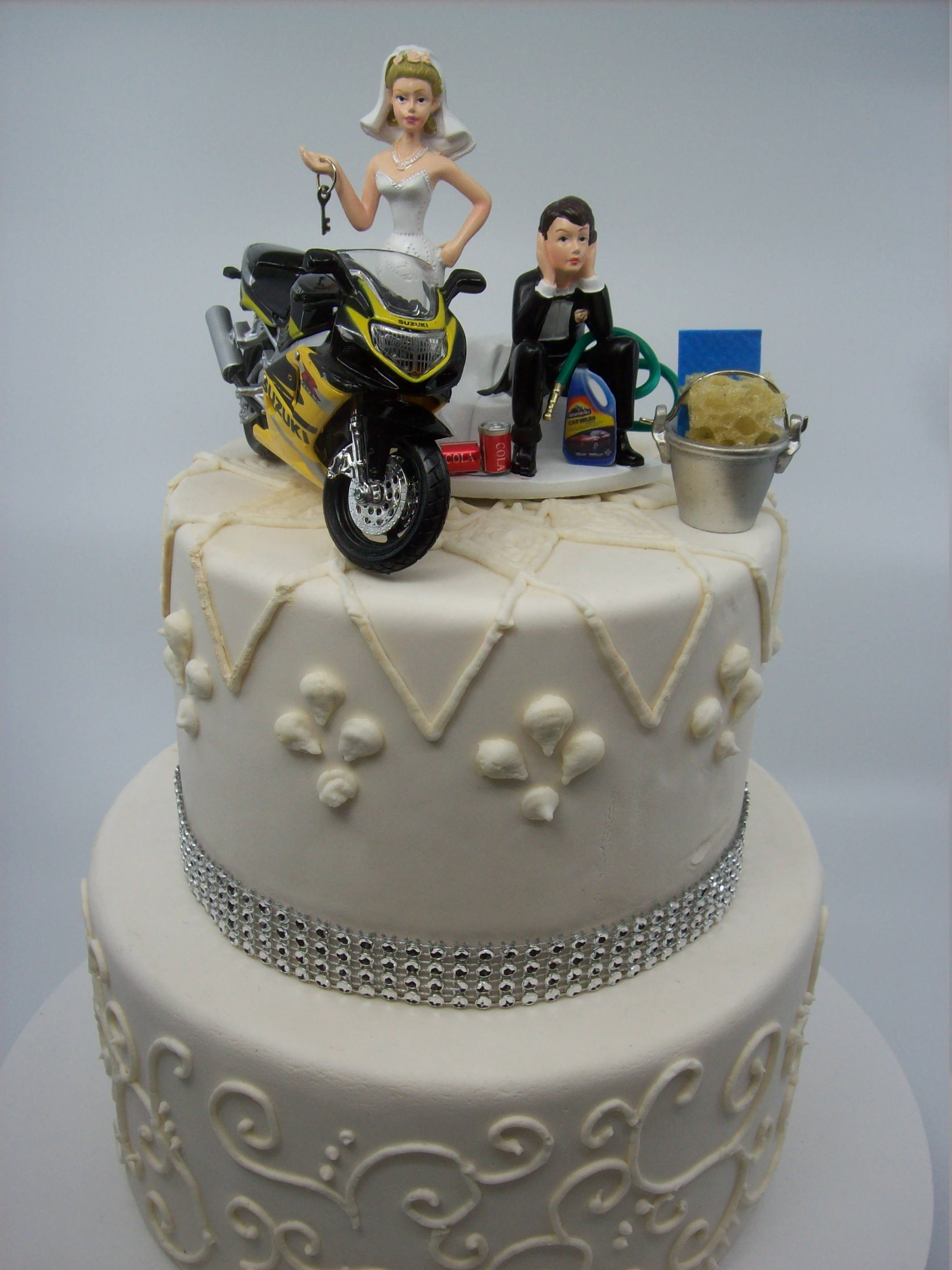 SALE Motorcycle Dirt Bike Wedding Cake Topper Bride and Groom Funny ...