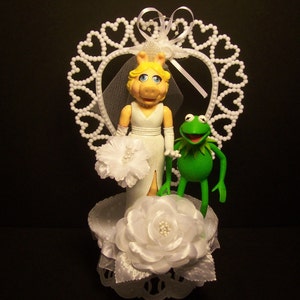 KERMIT Żaba i Miss Piggy, ozdoba na tort weselny ŚMIESZNY The MUPPET Show Mayhem