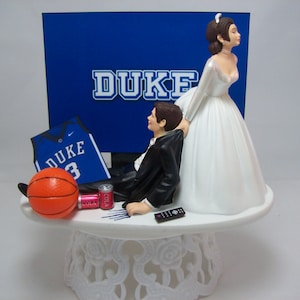 College BASKETBALL Duke Funny Wedding Cake TOPPER Blue Groom's Cake