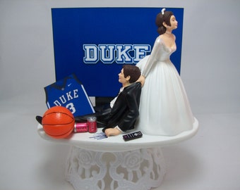 College BASKETBALL Duke Funny Wedding Cake TOPPER Blue Groom's Cake