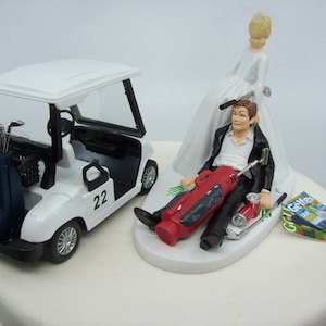 NO GOLF with Cart Bride and Groom Wedding Cake Topper Funny image 3