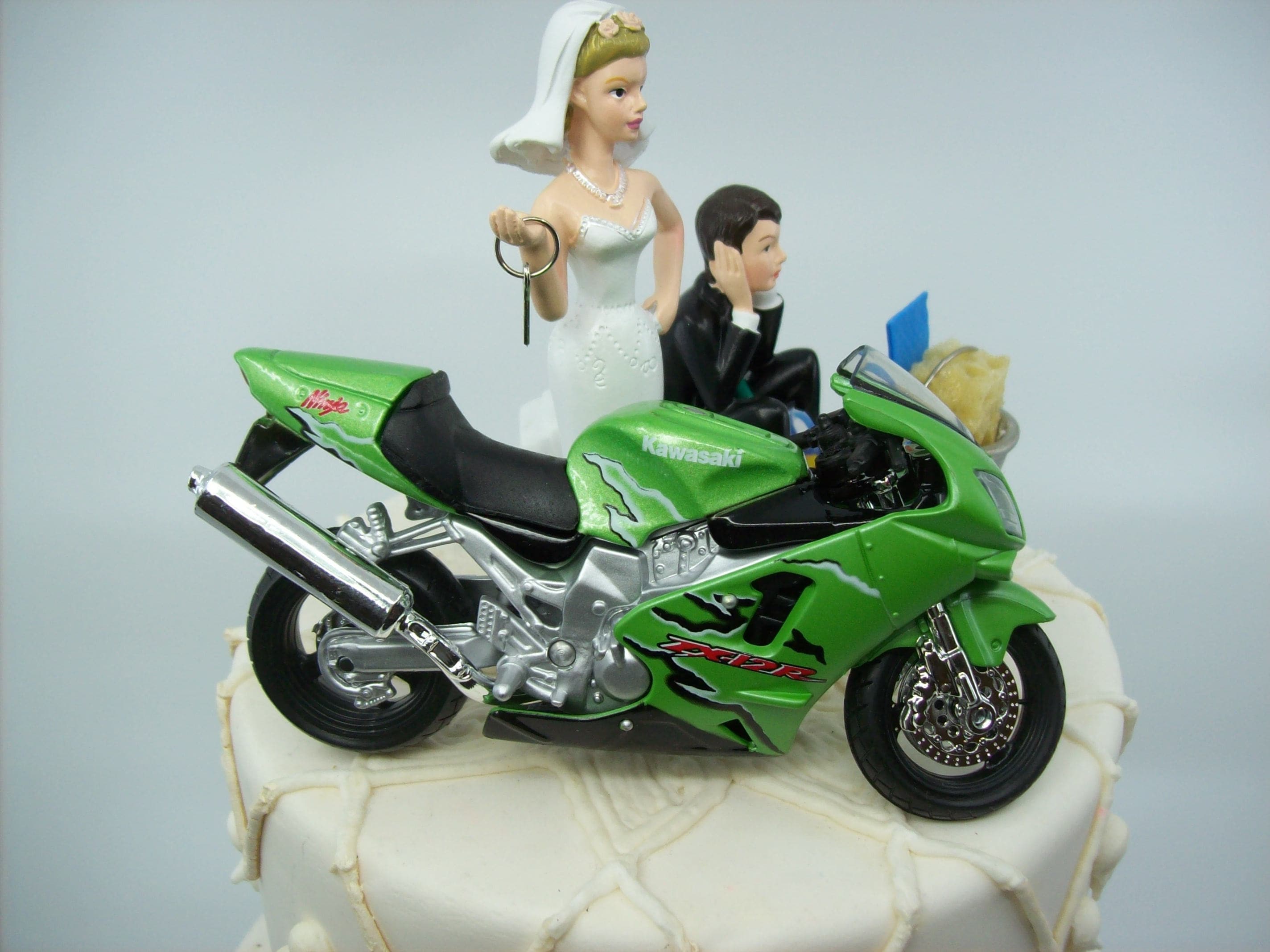 Motorcycle Dirt Bike Wedding Cake Topper Bride and Groom Funny Mechanic ...