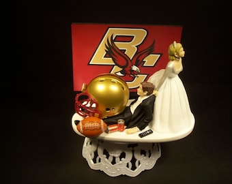 College Football Helmet BOSTON Funny Wedding Cake Topper Sports