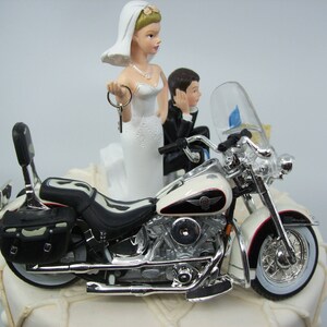 Motorcycle Dirt Bike Wedding Cake Topper Bride and Groom Funny Mechanic ...