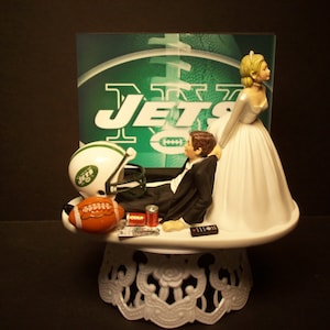 NEW YORK JETS Football Bride and Groom funny wedding cake topper