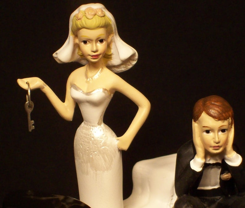 Got the Key SNOWMOBILE Bride and Groom w/ Die-Cast BLACK Arctic Sled Wedding Cake TOPPER and Snowy Tree Groom's Cake image 2