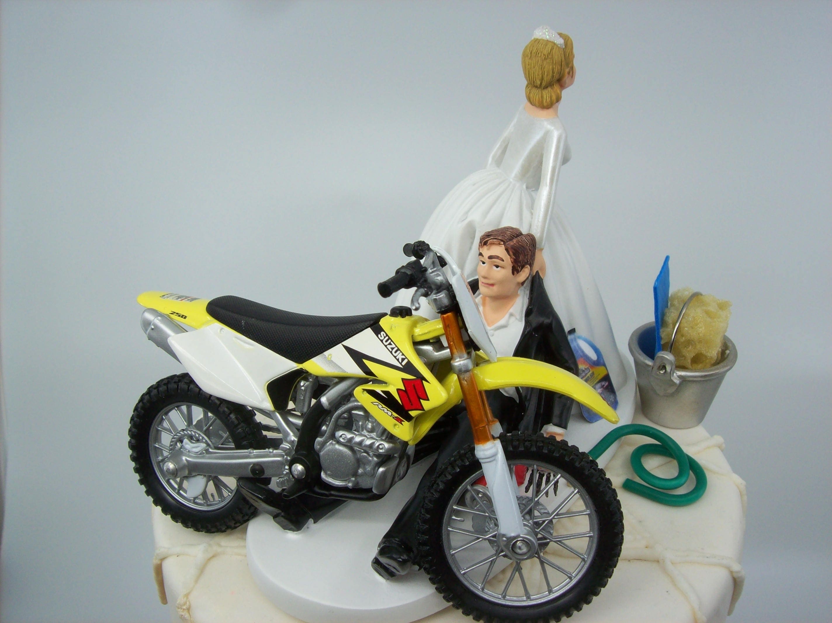 Motorcycle Dirt Bike Wedding Cake Topper Bride and Groom | Etsy