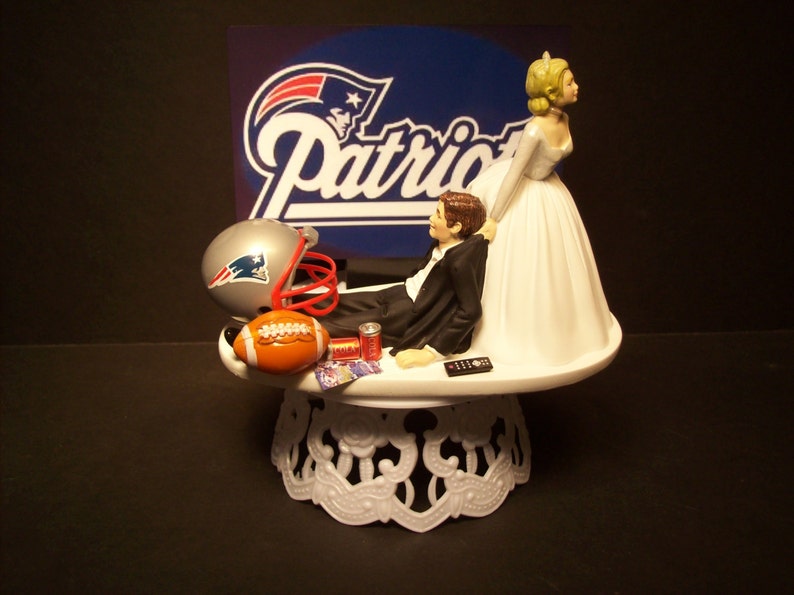 PATRIOTS NEW ENGLAND football wedding cake topper sports funny image 1