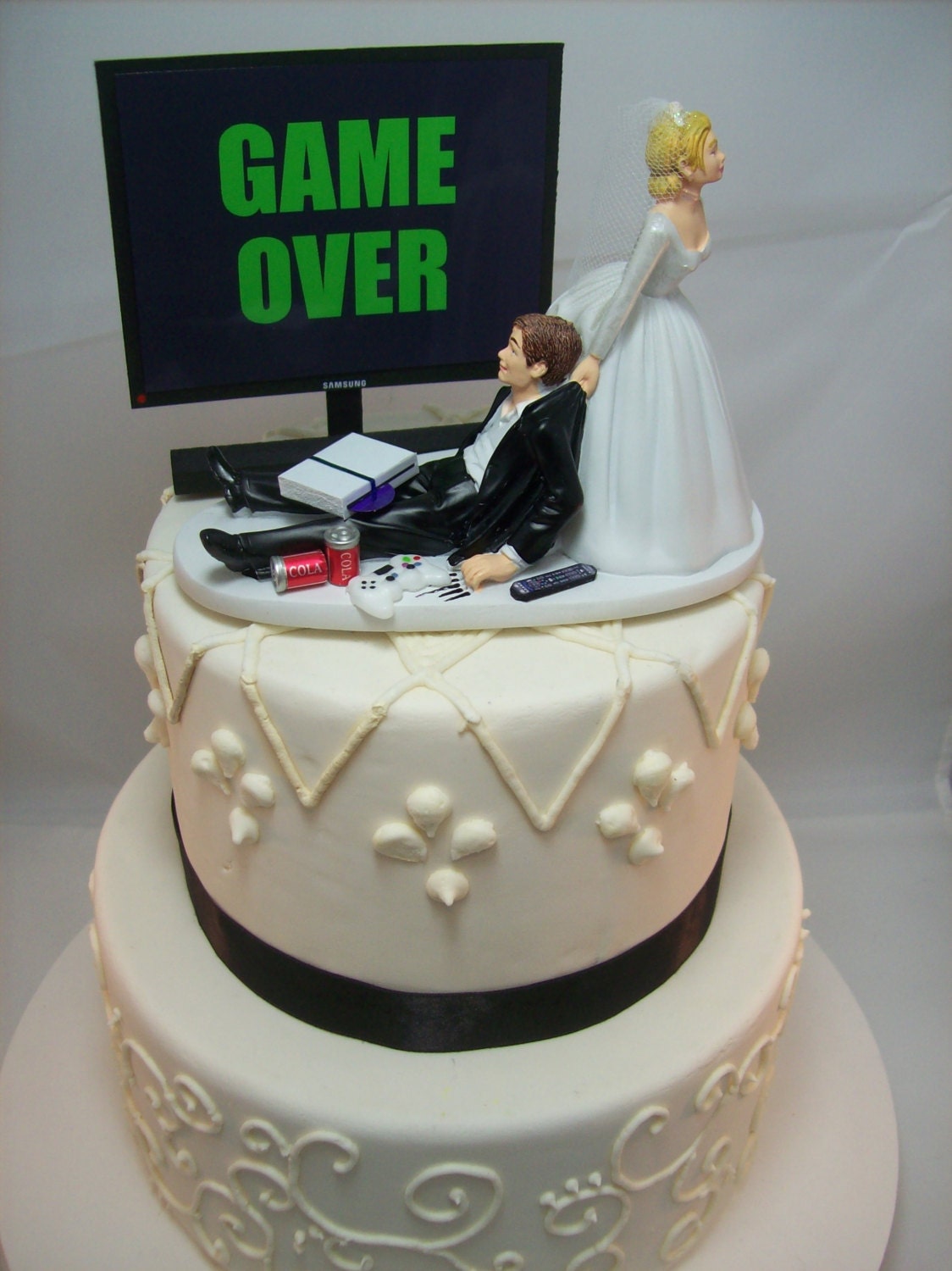 GAME OVER or ANY Game/image Funny Wedding Cake Topper Custom