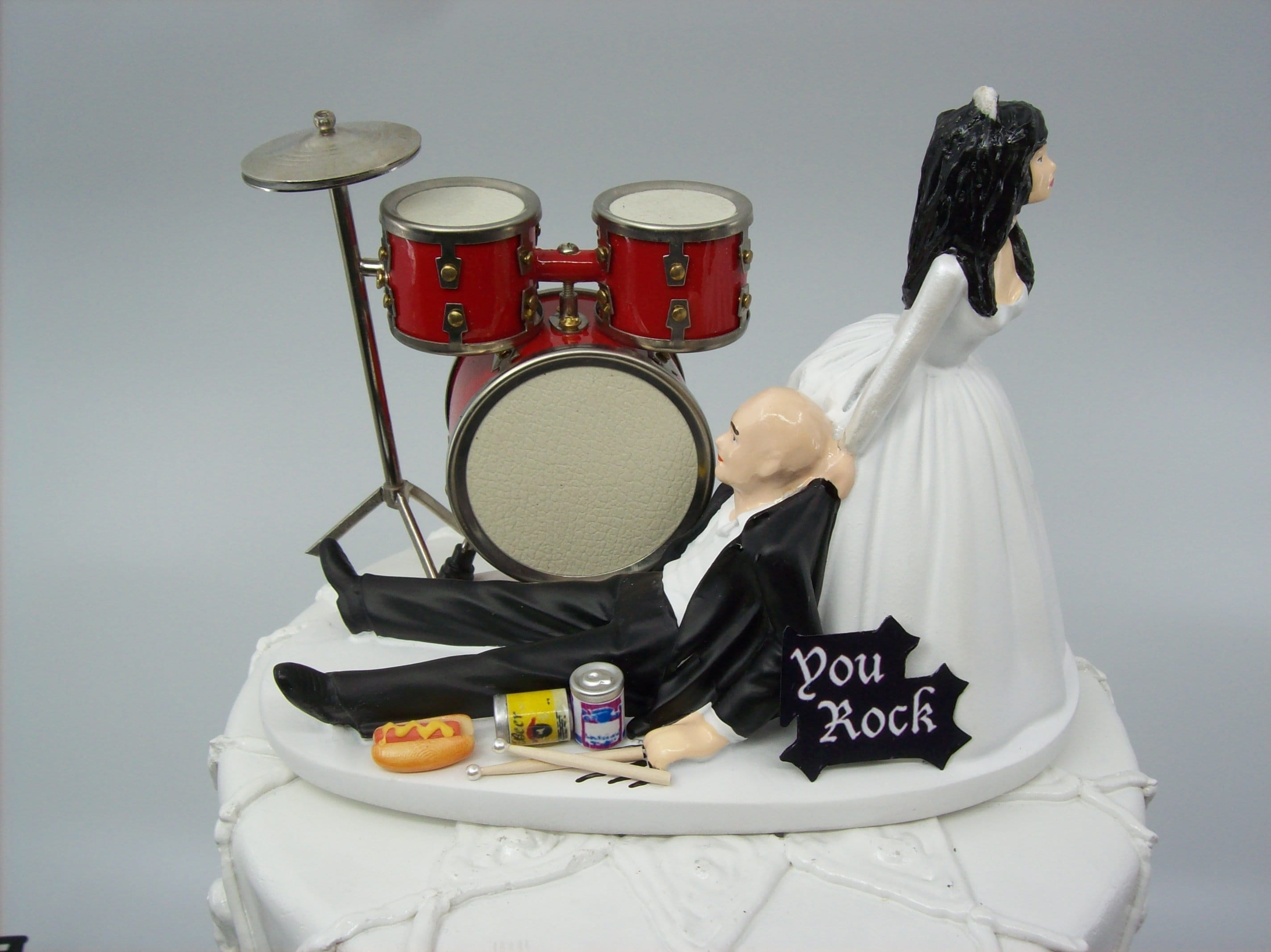 No More ROCKIN Red Drums Funny Wedding Cake Topper Rockstar - Etsy