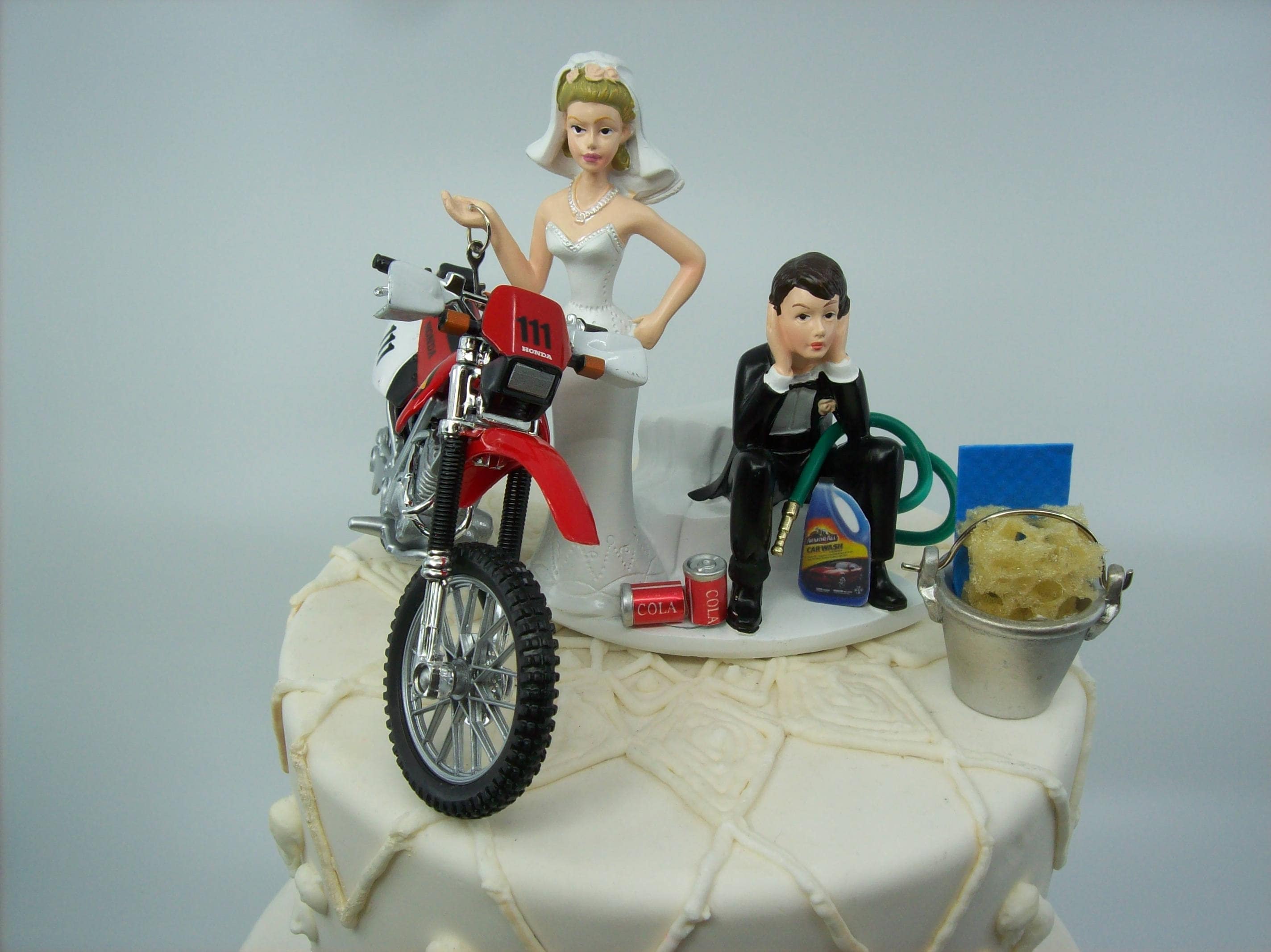 Motorcycle Dirt Bike Wedding Cake Topper Bride And Groom Funny Etsy
