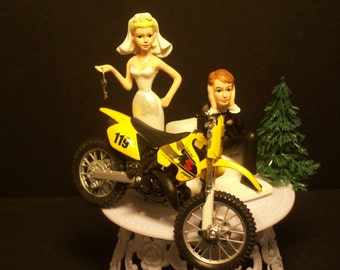 Motorcycle SUZUKI RM Dirt Bike or your Bike Bride and Groom Funny Bike Wedding Cake Topper