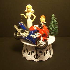 Motorcycle HONDA CBR Bride and Groom Funny Bike Wedding Cake Topper