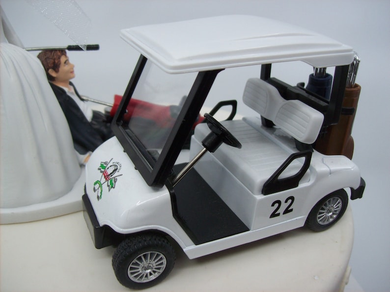 NO GOLF with Cart Bride and Groom Wedding Cake Topper Funny image 10