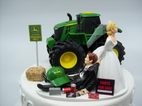 Sunflower Country Western John DEERE Tractor Wedding Cake Topper Farmer Barn Top 