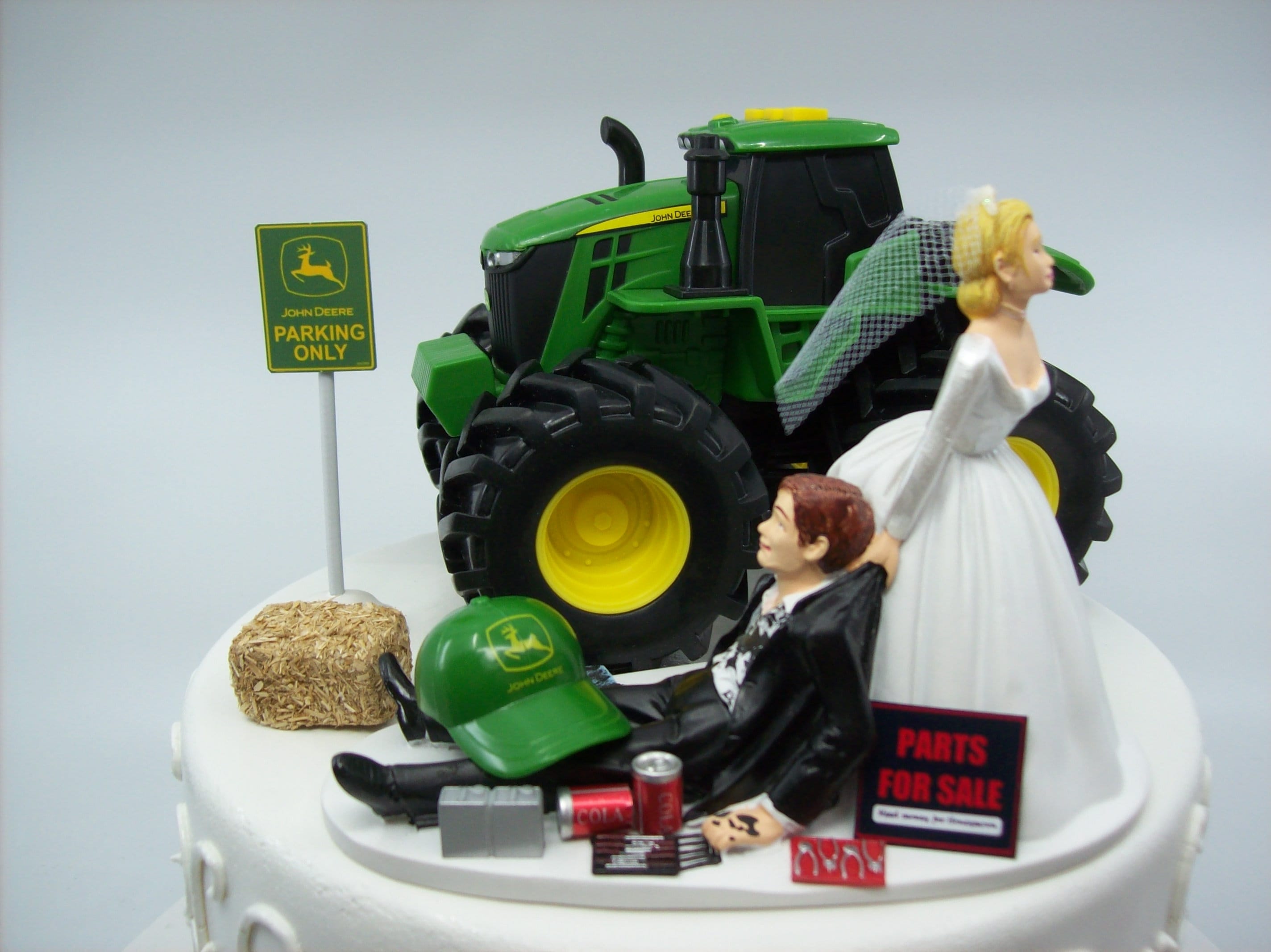 No Farming JOHN DEERE TRACTOR Hay Novia y novio Pastel de bodas Topper  Divertido -  México