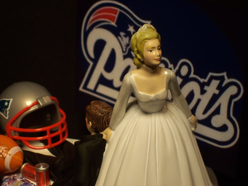 PATRIOTS NEW ENGLAND football wedding cake topper sports funny image 2