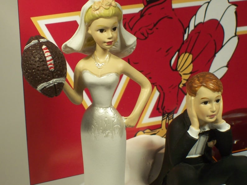 Got the ball COLLEGE Football Helmet Virginia Funny Wedding Cake Topper Sports Groom's Cake image 2