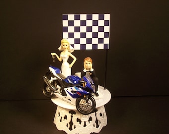 Got the key - Motorcycle SUZUKI Gsx r Bride and Groom Funny Bike Wedding Cake Topper Groom's Cake