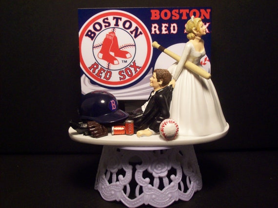 red sox wedding dress BASEBALL BOSTON RED Sox or Your Team Bride and Groom Funny Wedding Cake  Topper