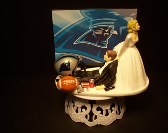 Football CAROLINA PANTHERS or your team Bride and Groom Funny Wedding Cake Topper Groom's Cake