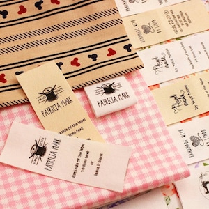 25 * 60 mm Baumwolle mit Logo oder Text Nähen accessori Label,tags für gestrickte Dinge, personalisierbar, Personalizada, handgemachtes Etikett, Geschenkanhänger