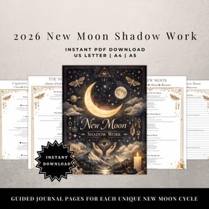 Schattenarbeit Journal Digitaler Download Druckbare Vorlage Absicht Einstellung Mond Ritual Lunar Phase Sternzeichen Führer Spirituelle Reflexion Neumond