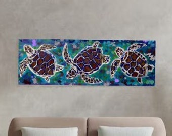 Sea Turtles long canvas art print