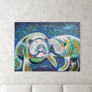 Manatee Pair Canvas Art Print image 1