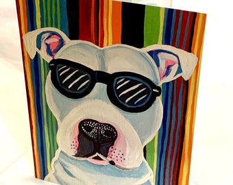 Cool pitbull greeting card