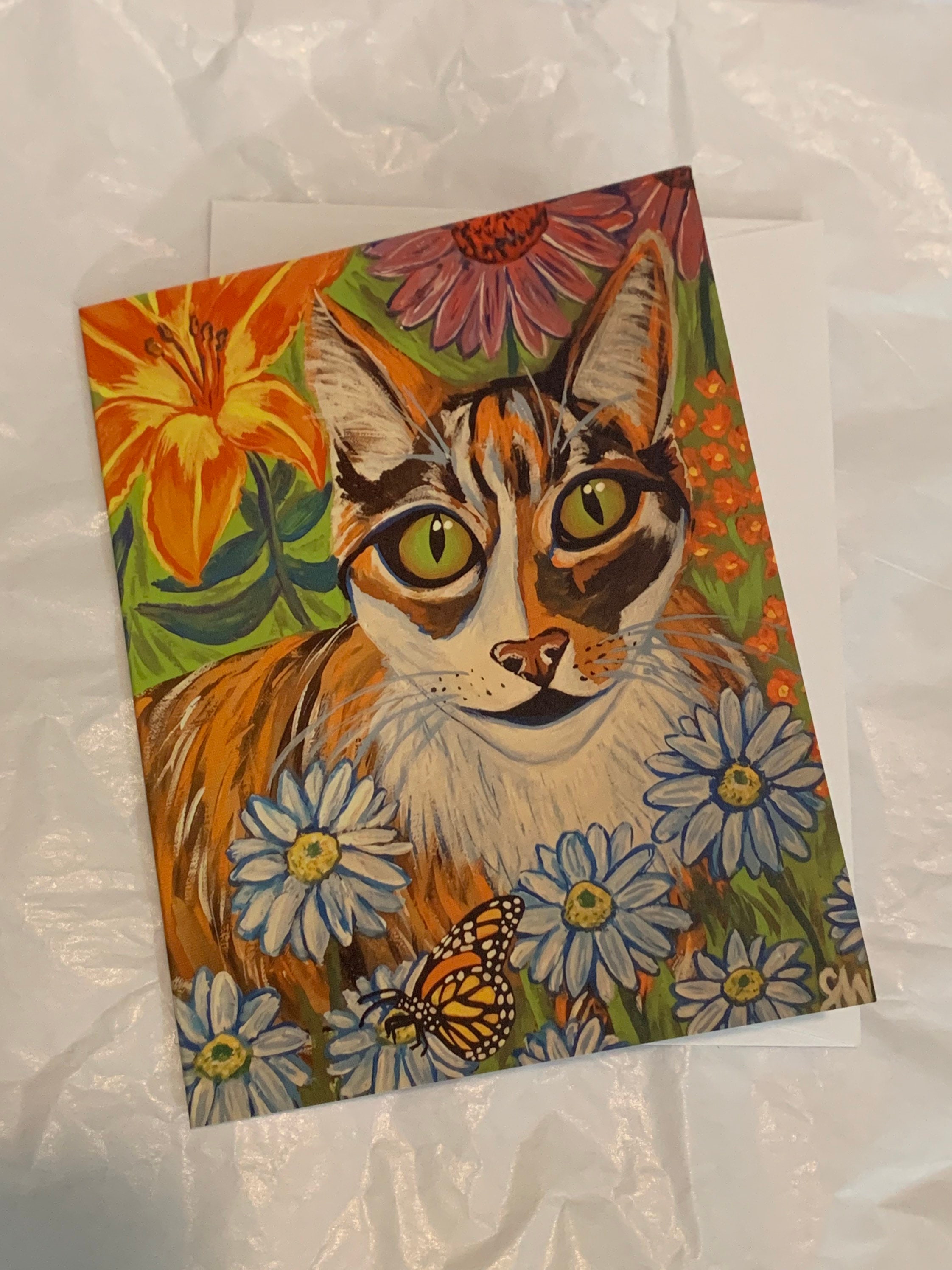 Garden Cat Greeting Card - Etsy