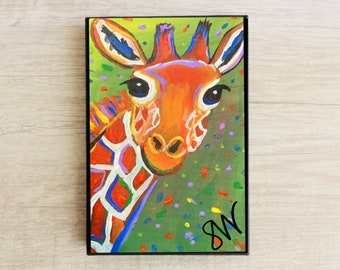 Framed Art Print - Colorful Giraffe