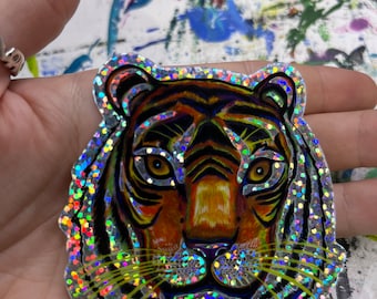 Glitter tiger vinyl sticker