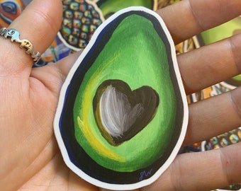 Heart pitted avocado vinyl sticker