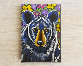 Framed Art Print - Bear in Wildflowers