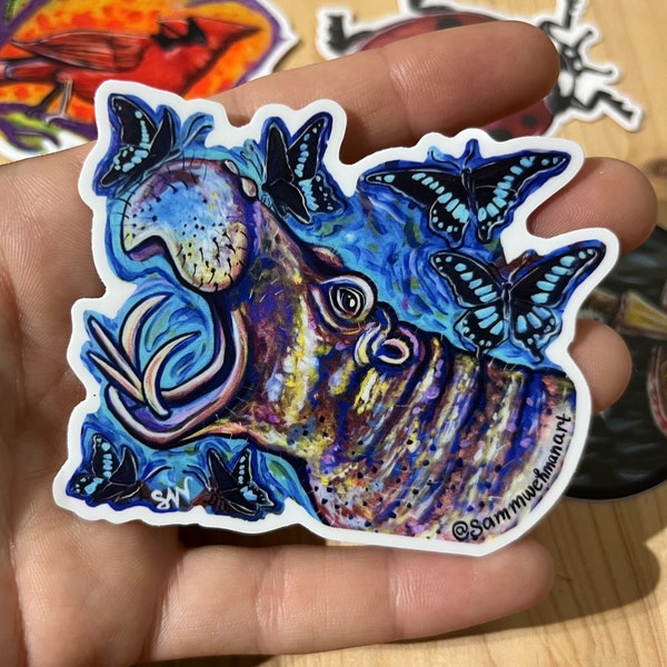 Hippopotamus vinyl sticker