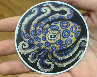 Blue ringed octopus vinyl sticker