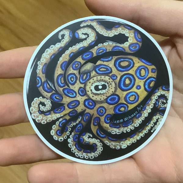 Blue ringed octopus vinyl sticker