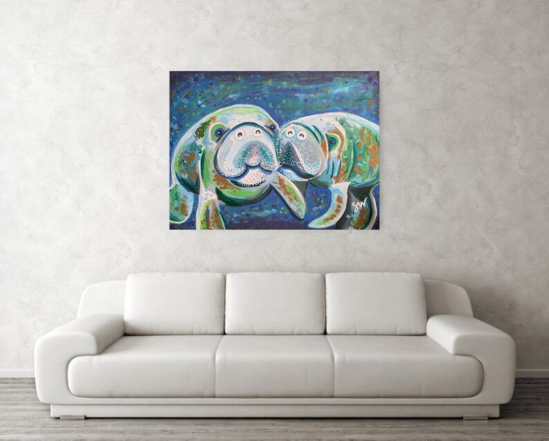 Manatee Pair Canvas Art Print image 1