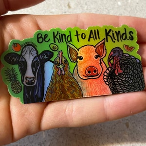 HOLOGRAPHIC Vegan Farm Animals Be Kind Sticker LIMITED EDITION image 2