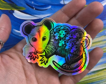 HOLOGRAPHIC Opossum Sticker