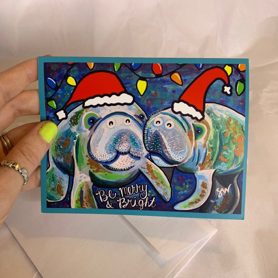 Christmas Manatees Greeting Card - Etsy