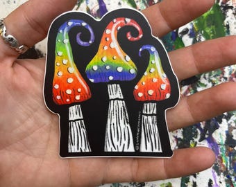 Rainbow Mushrooms vinyl sticker