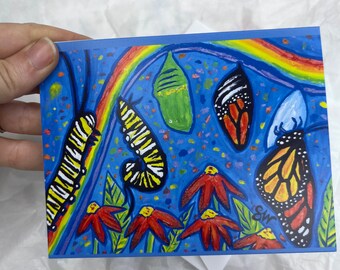 Metamorphosis greeting card - monarch butterfly life cycle
