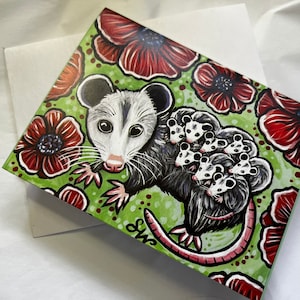 Opossum family greeting card