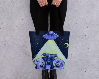 Every Planet Needs Pit Bulls - Dog Abduction UFO Tote bag