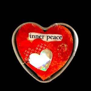 Heart Shaped Epoxy Resin brooch - &quot;Inner Peace&quot;