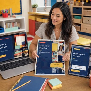 Bilingual Teacher Template Bundle, English Spanish Parent Forms, Open House Slides, Editable Canva & PowerPoint