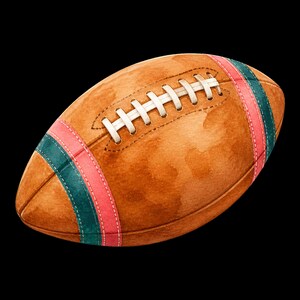 Girls Flag Football Game Day Clipart Bundle, 12 Watercolor PNG, Pink Teal Sports Gear Graphics, Commercial Use